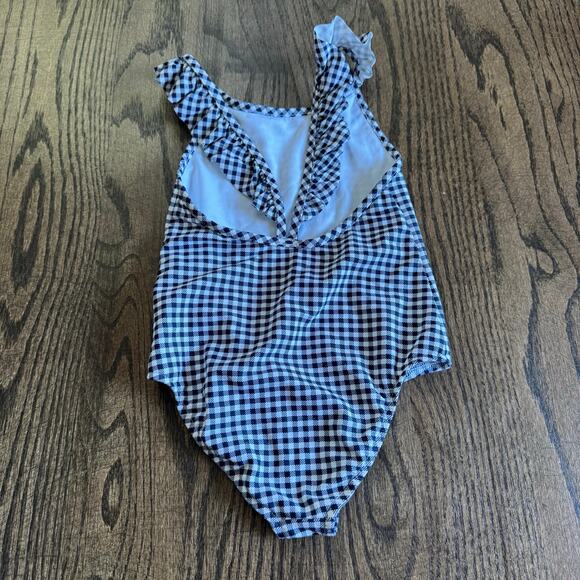 Polo Ralph Lauren Girl Gingham Checkered One Piece Swim Suit Navy Blue Size 3/3T - Picture 2 of 6